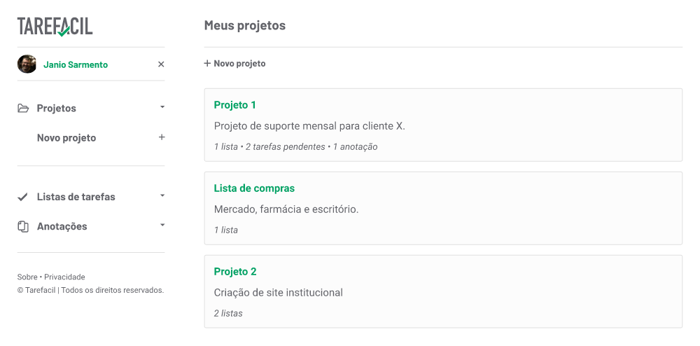 Crie e gerencie projetos